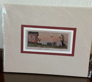 Vintage 1991 Originaldruck signiert OH Künstler Ed Gifford verfilzt Lehrer Feuerbohrer - Bild 1 von 4