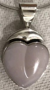 Designer DTR Jay King Sterling Silver Rose Quartz Heart Pendant Necklace - Picture 1 of 9