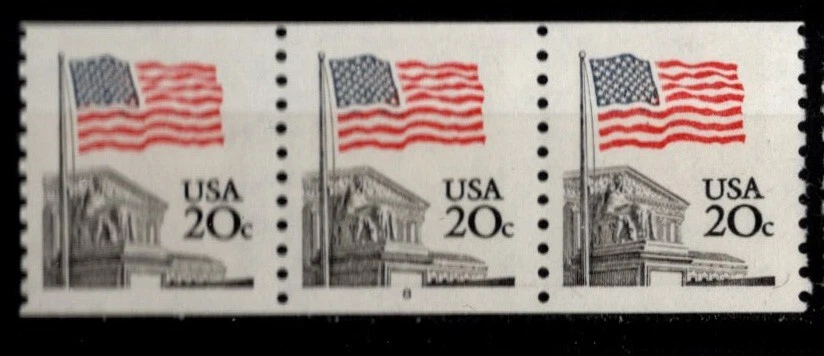 GTSTAMPS US Sc #1895, Plate #8 Coil of 3 stamps 1981 Flag 20¢ MNH Flags - Image 1 of 1