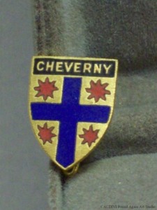 Vintage Cheverny France Enamel Pin French City Crest Shield Coat of Arms Badge