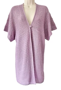 Spirit Of The Andes Cardigan - Size M 10 12 - Purple Lilac Pima Cotton Long BNWT - Picture 1 of 9