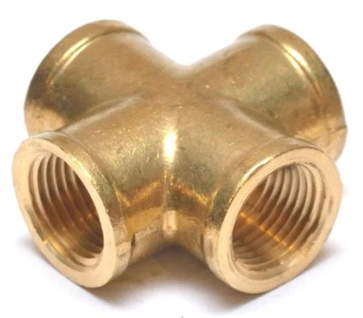 1/2 Female Npt 4 Way Cross Brass Pipe Fitting Vacuum Fuel Air Water Oil 102-D - Image 1 of 4