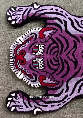Tibetan Tiger Rugs Handmade 100% Woolen Hand Tufted For Home Decoration - Image 1 of 4
