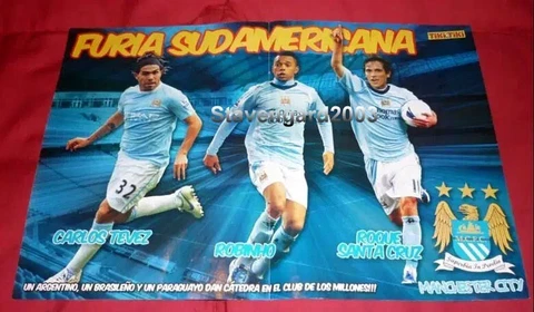 MANCHESTER CITY ROBINHO - TEVEZ - SANTA CRUZ Tiki Tiki Poster 42 x 27,5 cm 2010 Cover