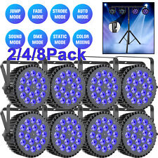 8Pcs 200W LED Par Can Light Stage Lighting RGBWA UV DMX w/ Stand Party Disco DJ