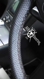 FOR RENAULT MEGANE I 95-03 PERFORATED LEATHER STEERING WHEEL COVER DOUBLE STITCH - Picture 1 of 6