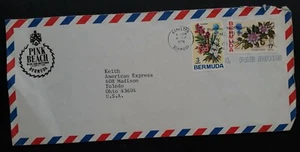 1978 Bermuda Pink Beach Club Airmail Cover ties 2 stamps cd Hamilton - Picture 1 of 3