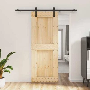 Sliding Door with Hardware Set 80x210 cm Solid Wood Pine vidaXL - Picture 1 of 11