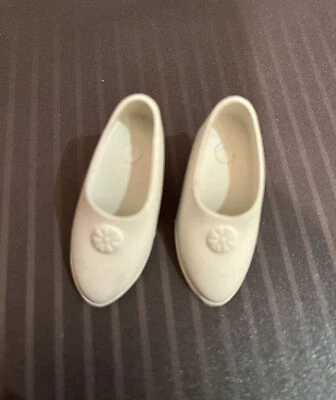 Vinyl White High Heel Doll Shoes Made In USA 50's Marked 15 VGUC 1.75” - Image 1 of 4