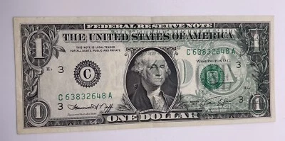 $1 Series 1974 Philadelphia One Dollar Bill Over Print Error - Image 1 of 4