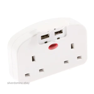 Twin UK to USA Travel Adaptor with 2 x USB Charging Ports • America / US - Picture 1 of 3