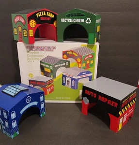 Constructive Playthings 4 Toy Wooden Community Building Tunnels Toddler Pre-K - Picture 1 of 23
