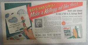 Kellogg's Cereal Ad: Win a $100 Savings Bond ! From 1952 Size: 7.5 x 15 inches - Picture 1 of 2