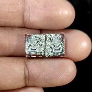 Natural Crazy Lace Semiprecious Earrings Supply Cabochon Pair 7.20 Cts 11X9X3 MM - Picture 1 of 6