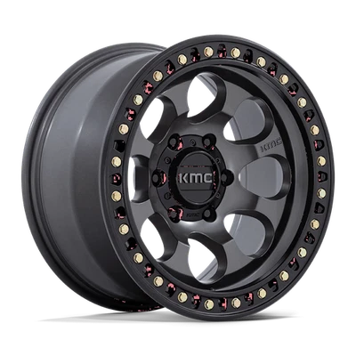 KMC KM550 Riot SBL 17X9 -12 Anthracite & Black Lip Wheel 5X127 5X5 (QTY 1) Foto 1 de 4
