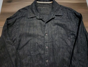 Tommy Bahama Men's Black 100% Linen Long Sleeve Button Front Casual Shirt L - Imagen 1 de 7