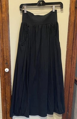 Maxi falda tejida favorita para mujer Garnet Hill bolsillos negros boho talla PS Foto 1 de 4