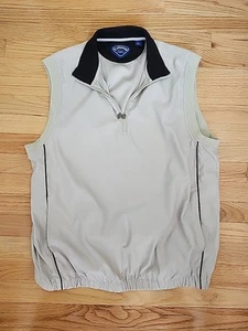 Men's Callaway Golf Sport Vest Medium Pockets Collar Beige Black - Picture 1 of 12