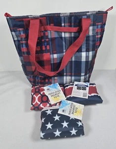 4 California Innovations Insulated Market Tote Red White Blue USA AntiMicrobial - Picture 1 of 12