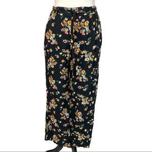 Torrid Women's Pants Pull On Black Yellow Floral Wide Leg Casual Size 1X - Picture 1 of 8