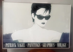 Patrick Nagel "Occhiali da sole" 1983 Mirage 34" x 24" poster stampa serigrafica incorniciato - Foto 1 di 11