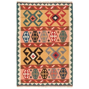 Kelim 159x108 cm Handgewebter Perserteppich Kilim Wolle Carpet Rug Orient Gelb - Picture 1 of 7