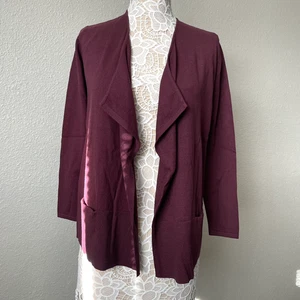 Womens Flyaway Cardigan Open Draped Front Lightweight Layering Asymmetric XS - Picture 1 of 11