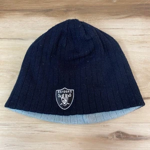 Las Vegas Raiders NFL Knit Beanie Hat Reversible Black Light Blue - Picture 1 of 4