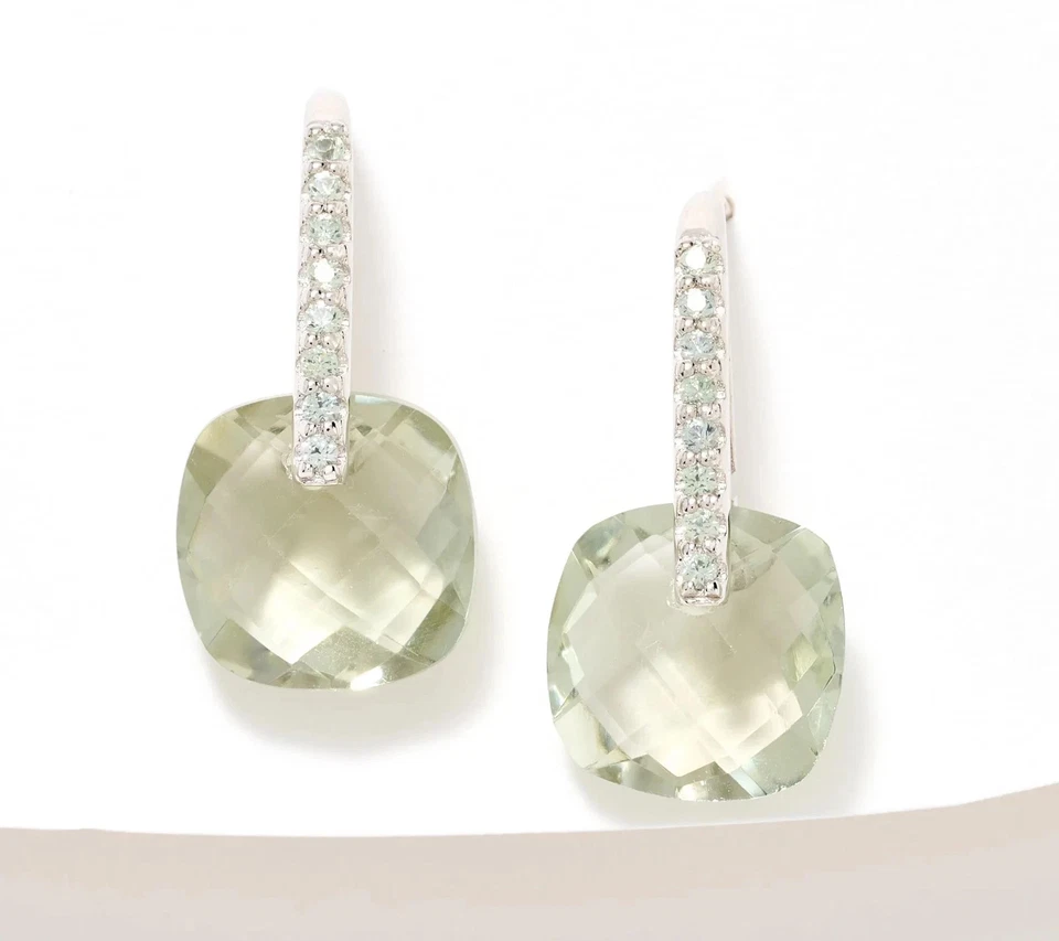 Affinity Gems Sapphire Prasiolite Gemstone French Wire Earrings Sterling Silver - Image 1 of 1