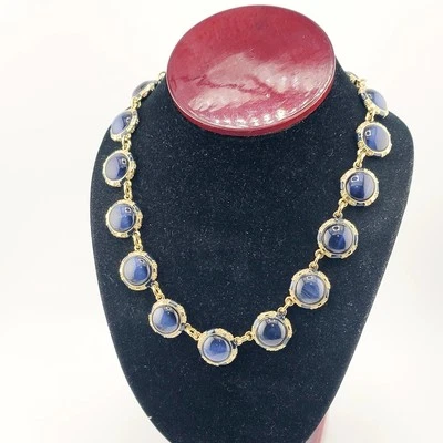 TALBOTS ожерелье синий непрозрачный и стразы эмаль моды ювелирных изделий дизайнер - Изображение 1 из 4