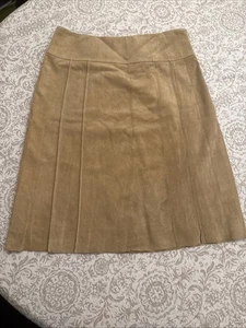 Ann Taylor 100% Leather Women’s Size 4 A-Line Skirt Tan Khaki Career Luxury - Picture 1 of 10