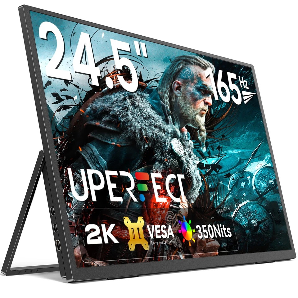 UPERFECT Monitor Portátil 24,5 Pulgadas 2K 165Hz 2560x1440 Pantalla Móvil con HDMI Tipo C