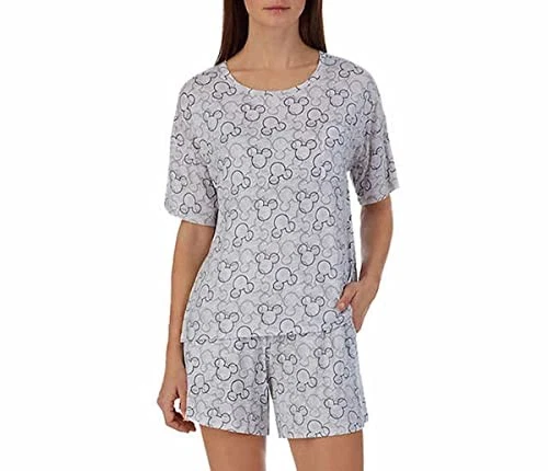 Disney Women's Short Pajama Set with Pockets Size Large Mickey Mouse Heads