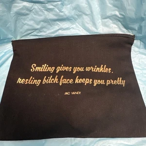 Smiling Gives You Wrinkles Resting Bitch Face Keeps You Pretty-Makeup Bag-Vanek - Picture 1 of 3