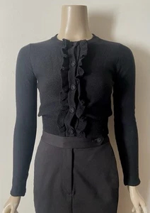 GRACE MELBOURNE Black Extra Fine Merino Wool Cropped Cardigan 1 - Picture 1 of 5