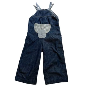 Mono de mezclilla de pierna ancha vintage de los años 70 para niña pequeña 3T - Imagen 1 de 10