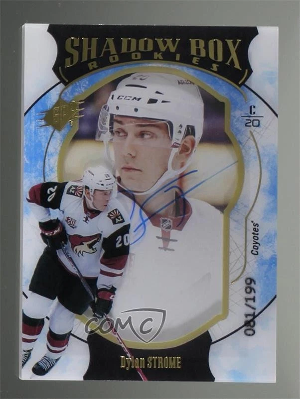 2016-17 SPx Shadow Box Rookies Blue Auto /199 Dylan Strome #64 Rookie Auto RC - Image 1 of 2