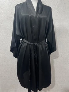 Victoria's Secret Damen Angels Satin Kimono Morgenmantel Gürtel schwarz Größen M/L - Bild 1 von 12