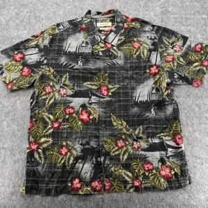Tommy Bahamma Seide Hawaii Aloha Hemd Grau Palmen Herren Größe XXL - Bild 1 von 10