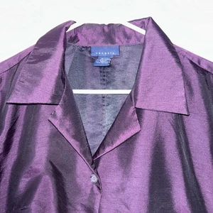 Venezia Damen Jacke Hemd Knöpfe Kragen Übergröße 18-20 lila seidig - Bild 1 von 7