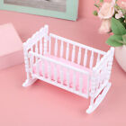 Doll House Light Pink White Baby Doll Shaker Toy Accessories Bed Cradle Crib F3