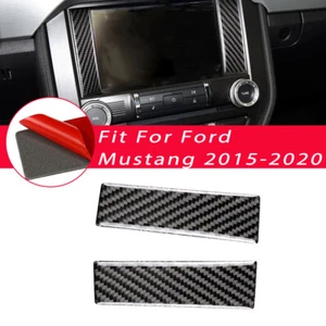 New 2PCS Fit For Ford Mustang 15-20 Carbon Fiber Interior CD Screen Panel Trim - Bild 1 von 1