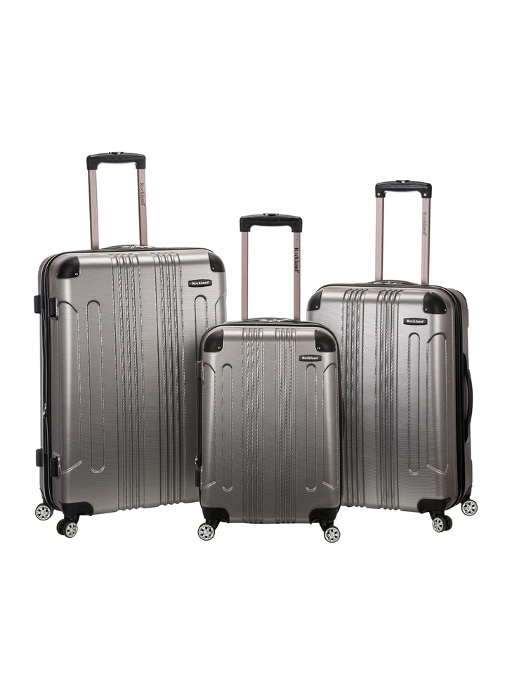 Rockland Sonic 3-piece Hardside Spinner Luggage Set Silver