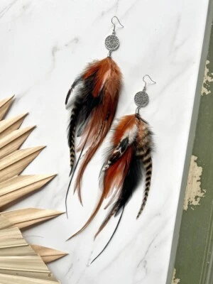 Western Boho Feather Earrings,Feather Jewelery,Feather Accessories,Rodeo Earring - Image 1 of 4