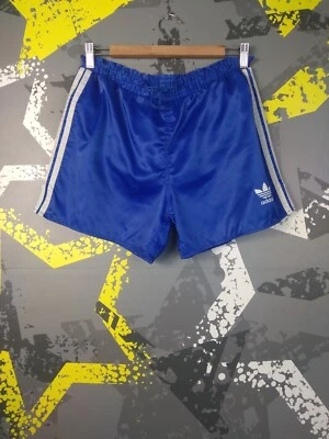 Bermuda de praia Adidas vintage corrida futebol azul/branco anos 90 náilon masculina M ig93 - Imagem 1 de 4