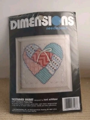 Kit de aguja Dimensions vintage retirado - corazón texturizado #7128 nuevo sellado Foto 1 de 4