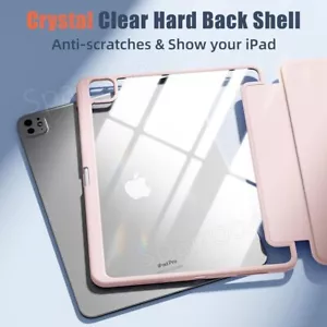 For iPad 10/9/8/7/6/5th Gen Air Pro 13 11 Mini Case Cover Clear W/Pencil Holder - Picture 1 of 46