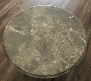 Dessus de table vintage en marbre massif de remplacement 24" (Italie) tons marron clair/crème - Photo 1 sur 3