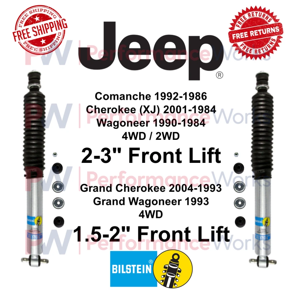 Par de amortiguadores Bilstein B8 5100 1,5-3" elevación delantera para Cherokee Comanche Wagoneer Foto 1 de 4
