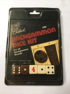 New Vintage Backgammon Crisloid Brown & Ivory Dice Kit 396 5/8" USA - Picture 1 of 10